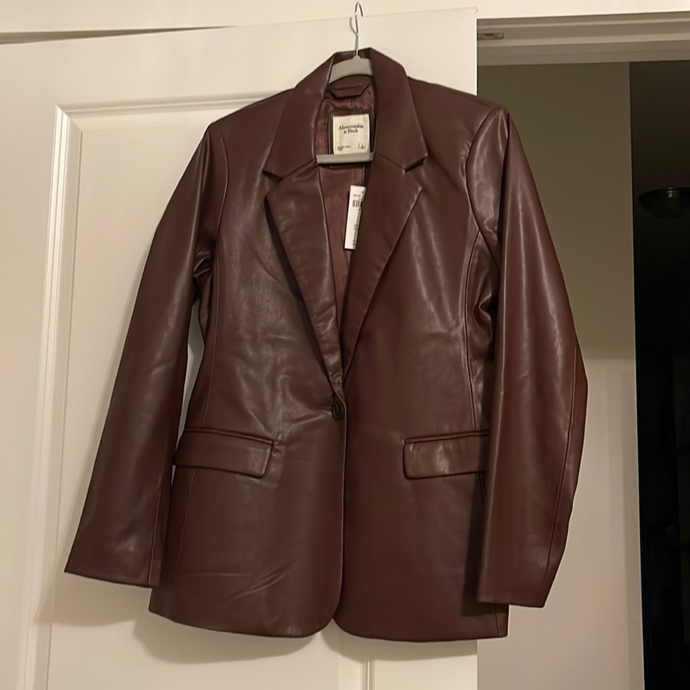 Abercrombie and Fitch brown leather jacket